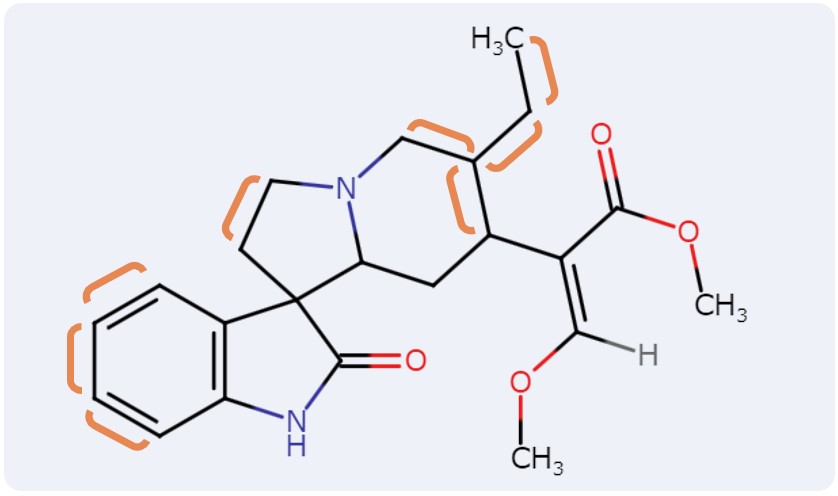 C-H connectivity information of two-bond correlations of Rhynchophylline, Edited H2BC, JNM-ECZL 500R