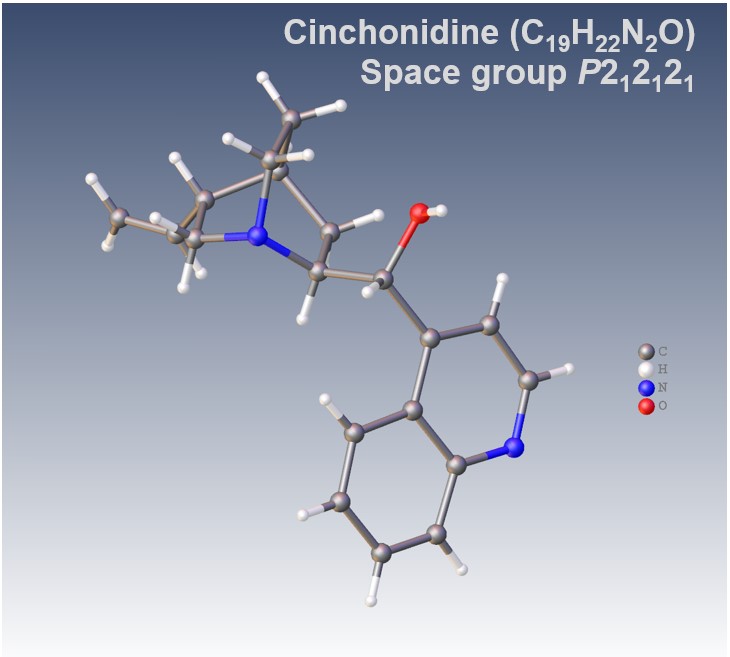 Refined molecular structure of Cinchonidine, XtaLAB Synergy-ED