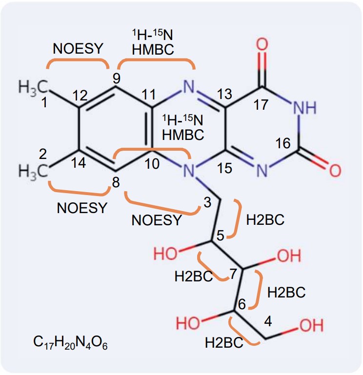 C-H connectivity information of Riboflavin, JNM-ECZL 500R