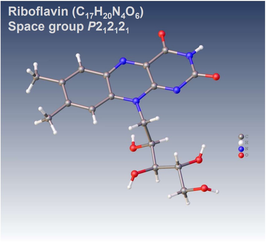 Refined molecular structure of Riboflavin, XtaLAB Synergy-ED